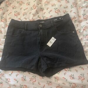 Express Dark Jean Mom High Rise Shorts